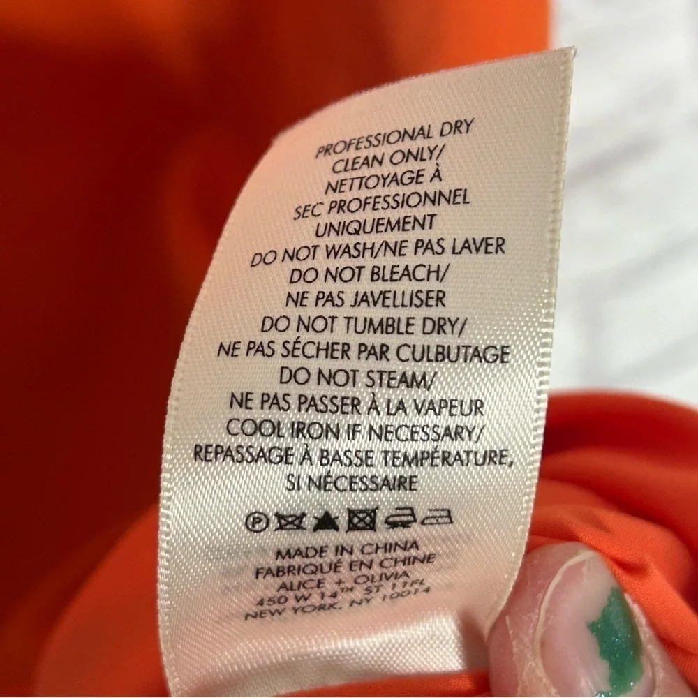 Alice + Olivia Orange V-Neck Shift Dress
